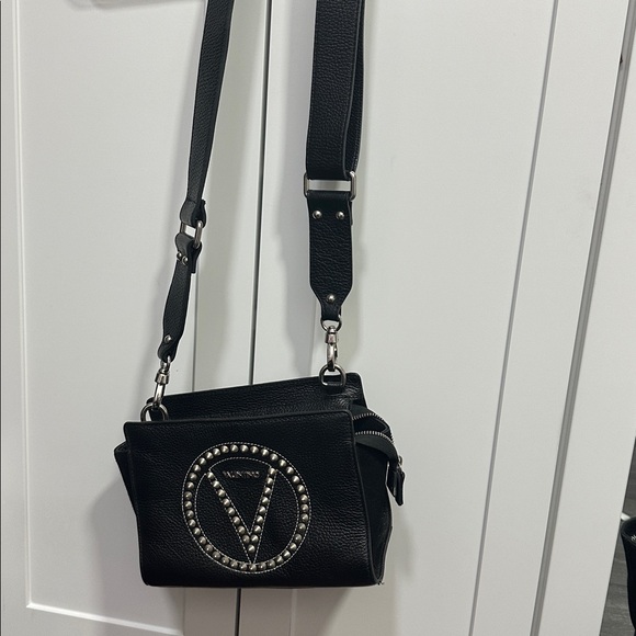 Valentino Handbags - Valentino Kiki Rock Black Dollaro Leather Silver Rockstud Crossbody Bag